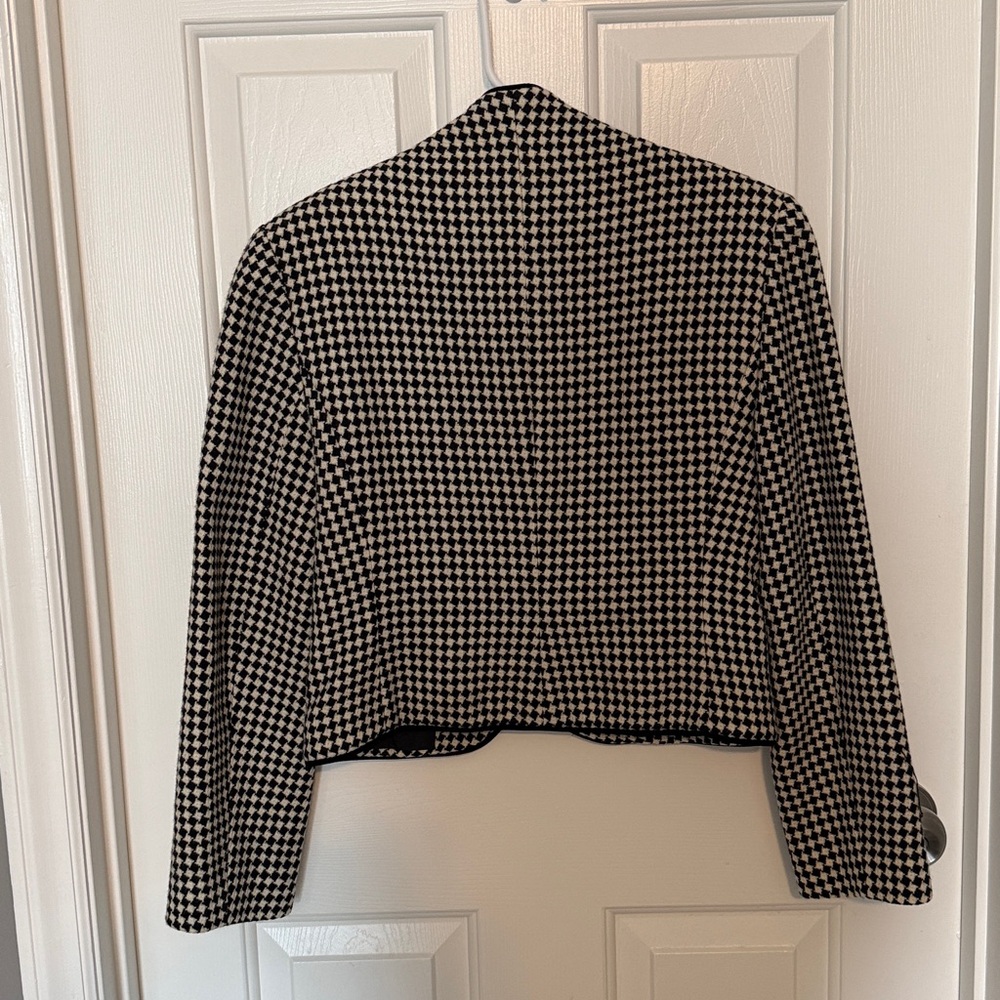 Vintage Ann Taylor 100% Wool Cropped Houndstooth Blazer - Picture 4 of 4
